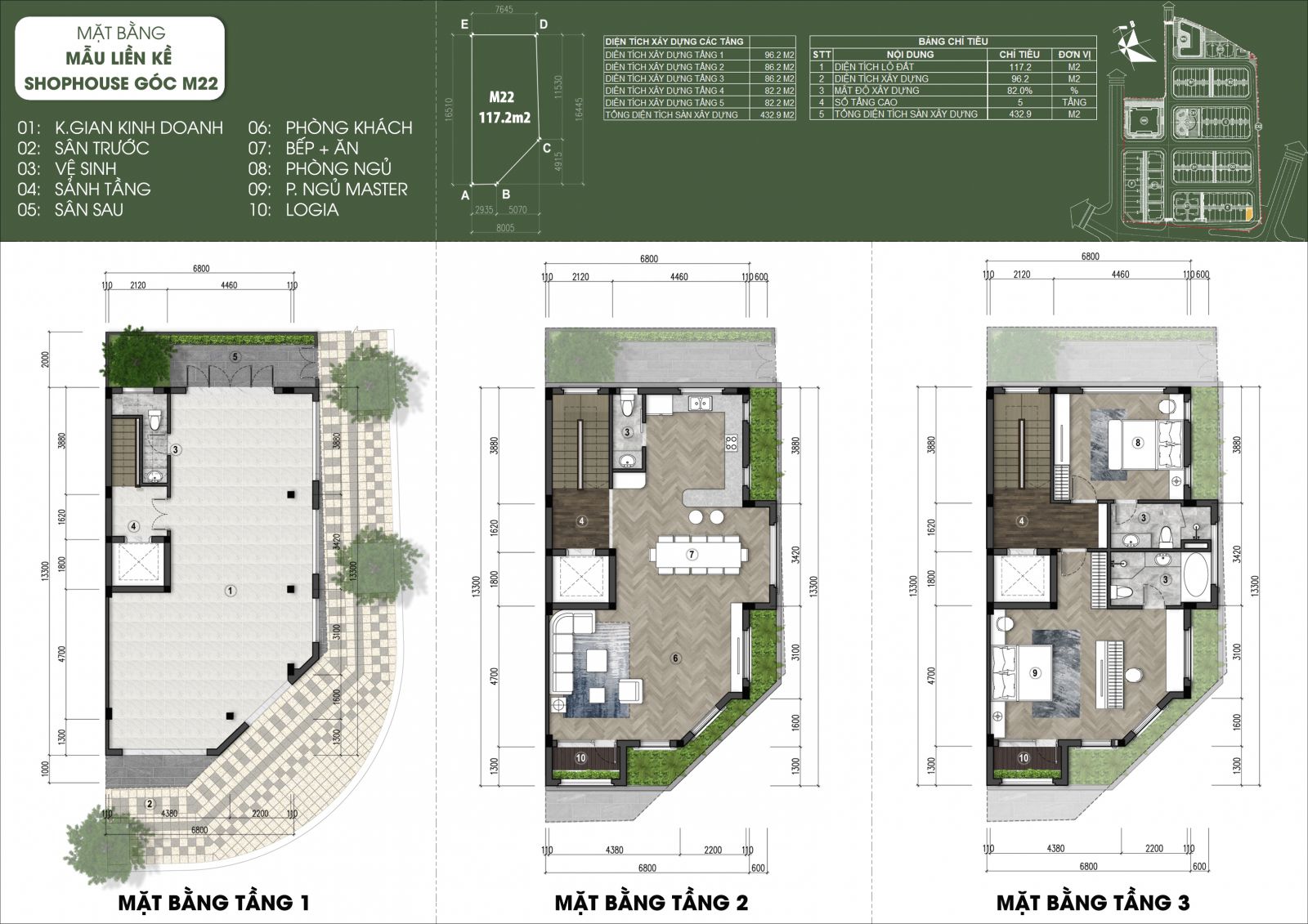 thiết kế shophouse mẫu M22 - Green Little Town