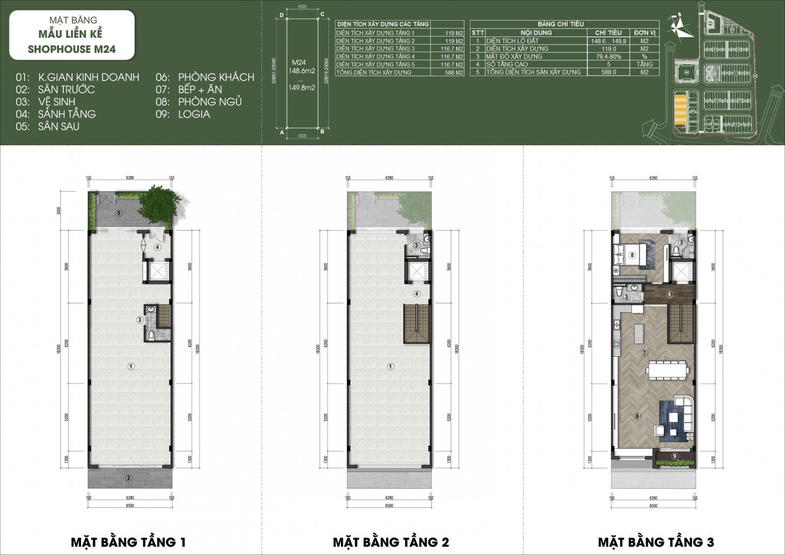 thiết kế shophouse mẫu M24 - Green Little Town